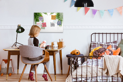 Beschrijfbaar magneetbord van glas met design Palmbladeren natuur