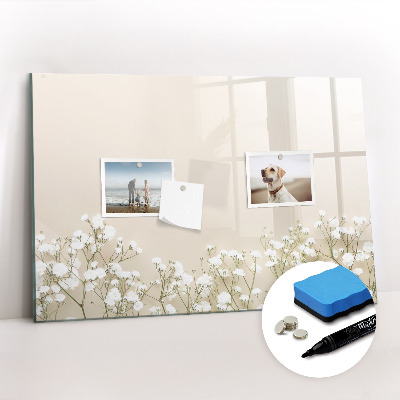 Magnetisch planbord voor de muur van bedrukt glas Bloeiende bloemen