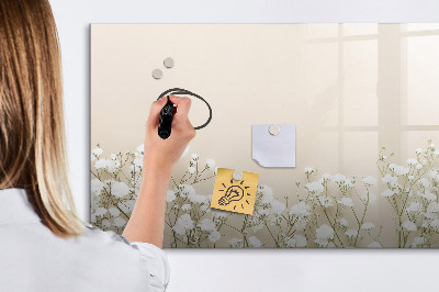 Magnetisch planbord voor de muur van bedrukt glas Bloeiende bloemen