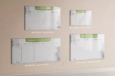 Beschrijfbaar magneetbord van glas met design Weekplan