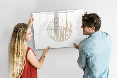 Beschrijfbaar magneetbord van glas met design Hallo zomer