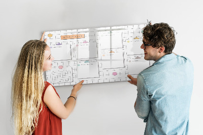 Beschrijfbaar magneetbord van glas met design Weekplan