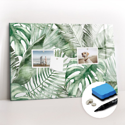 Magnetisch planbord voor de muur van bedrukt glas Plantenbladeren