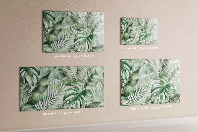 Magnetisch planbord voor de muur van bedrukt glas Plantenbladeren