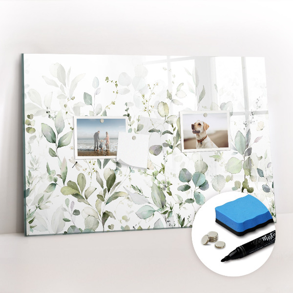 Uitwisbaar glazen planbord met magnetische functie Plantenbladeren