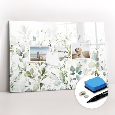Uitwisbaar glazen planbord met magnetische functie Plantenbladeren