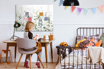 Uitwisbaar glazen planbord met magnetische functie Plantenbladeren