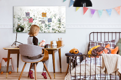 Uitwisbaar glazen planbord met magnetische functie Plantenbladeren
