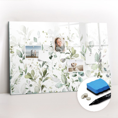 Uitwisbaar glazen planbord met magnetische functie Plantenbladeren