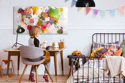 Magnetisch planbord voor de muur van bedrukt glas Aquarel wereldkaart