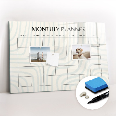 Beschrijfbaar magneetbord van glas met design Maandplanner