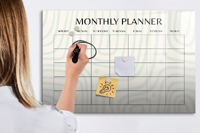 Beschrijfbaar magneetbord van glas met design Maandplanner