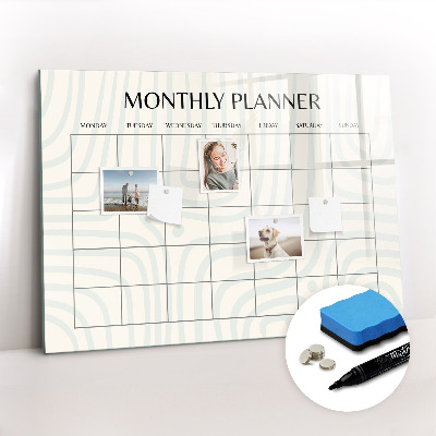 Beschrijfbaar magneetbord van glas met design Maandplanner