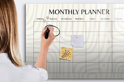 Beschrijfbaar magneetbord van glas met design Maandplanner