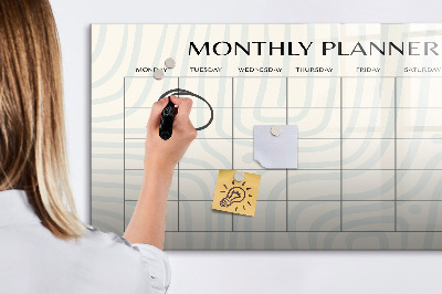 Beschrijfbaar magneetbord van glas met design Maandplanner