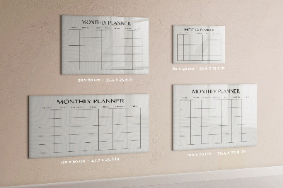Beschrijfbaar magneetbord van glas met design Maandplanner