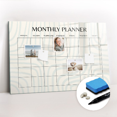 Beschrijfbaar magneetbord van glas met design Maandplanner