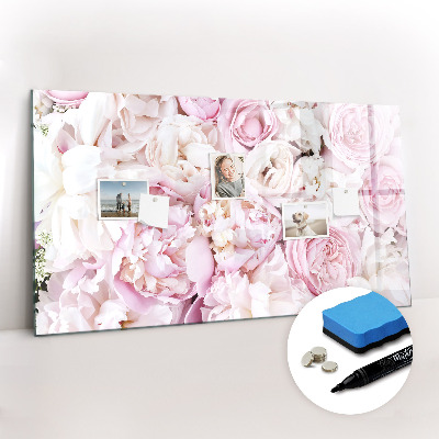 Magnetisch planbord voor de muur van bedrukt glas Decoratieve bloemen
