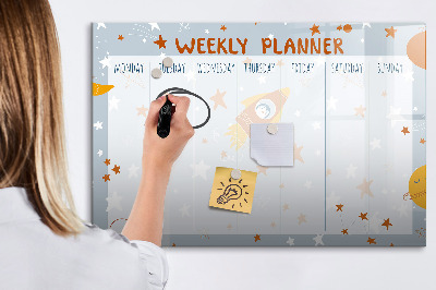 Uitwisbaar glazen planbord met magnetische functie Wekelijkse planner