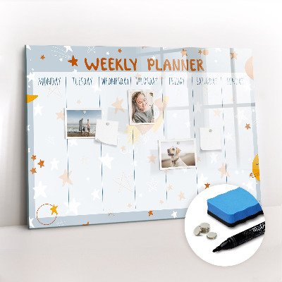 Uitwisbaar glazen planbord met magnetische functie Wekelijkse planner