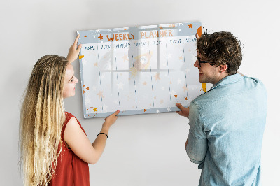 Uitwisbaar glazen planbord met magnetische functie Wekelijkse planner