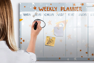 Uitwisbaar glazen planbord met magnetische functie Wekelijkse planner