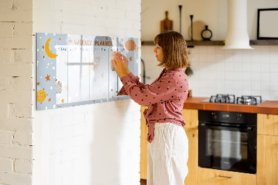 Uitwisbaar glazen planbord met magnetische functie Wekelijkse planner