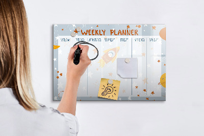 Uitwisbaar glazen planbord met magnetische functie Wekelijkse planner