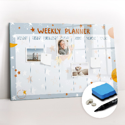 Uitwisbaar glazen planbord met magnetische functie Wekelijkse planner