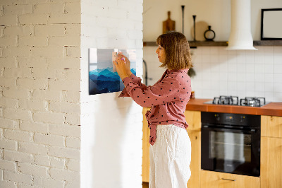 Beschrijfbaar magneetbord van glas met design Aquarel bergen