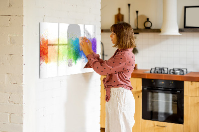 Magnetisch planbord voor de muur van bedrukt glas Abstracte regenboog