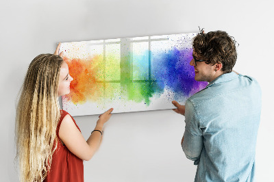 Magnetisch planbord voor de muur van bedrukt glas Abstracte regenboog