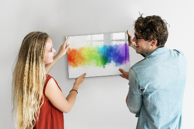 Magnetisch planbord voor de muur van bedrukt glas Abstracte regenboog
