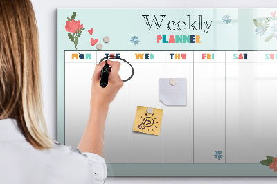 Magnetisch planbord voor de muur van bedrukt glas Wekelijkse planner