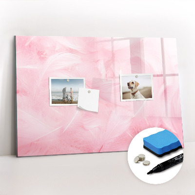 Uitwisbaar glazen planbord met magnetische functie Veren abstractie