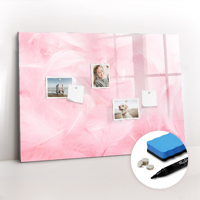 Uitwisbaar glazen planbord met magnetische functie Veren abstractie