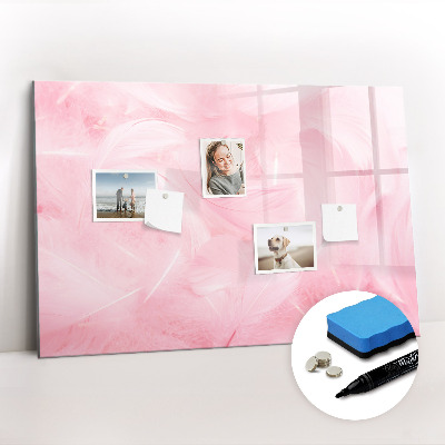 Uitwisbaar glazen planbord met magnetische functie Veren abstractie