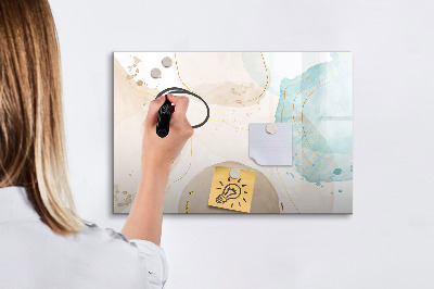 Beschrijfbaar magneetbord van glas met design Waterverfvlekken