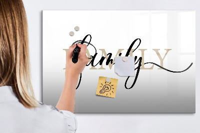 Magnetisch planbord voor de muur van bedrukt glas De inscriptiefamilie