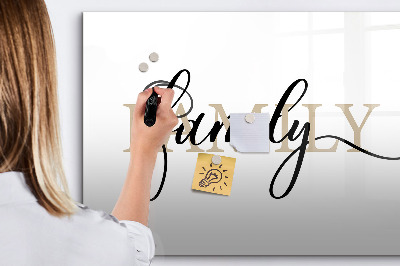 Magnetisch planbord voor de muur van bedrukt glas De inscriptiefamilie