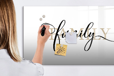 Magnetisch planbord voor de muur van bedrukt glas De inscriptiefamilie