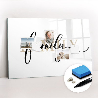 Magnetisch planbord voor de muur van bedrukt glas De inscriptiefamilie