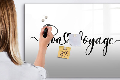 Uitwisbaar glazen planbord met magnetische functie Het opschrift bon voyage