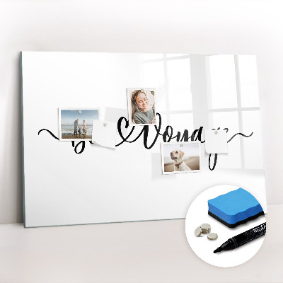 Uitwisbaar glazen planbord met magnetische functie Het opschrift bon voyage