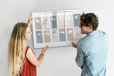 Beschrijfbaar magneetbord van glas met design Kattenkalender