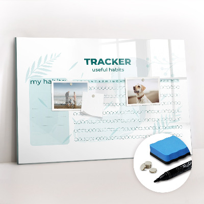 Magnetisch planbord voor de muur van bedrukt glas Gewoonteplanner