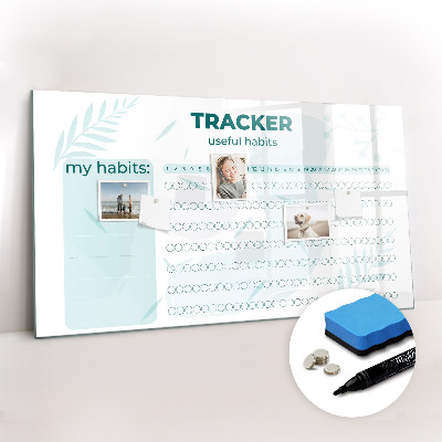 Magnetisch planbord voor de muur van bedrukt glas Gewoonteplanner