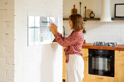 Magnetisch planbord voor de muur van bedrukt glas Gewoonteplanner