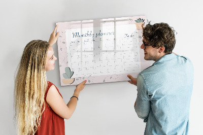Beschrijfbaar magneetbord van glas met design Maandplanner