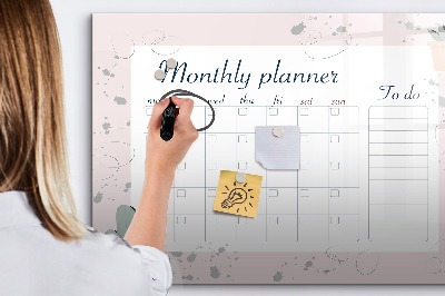 Beschrijfbaar magneetbord van glas met design Maandplanner